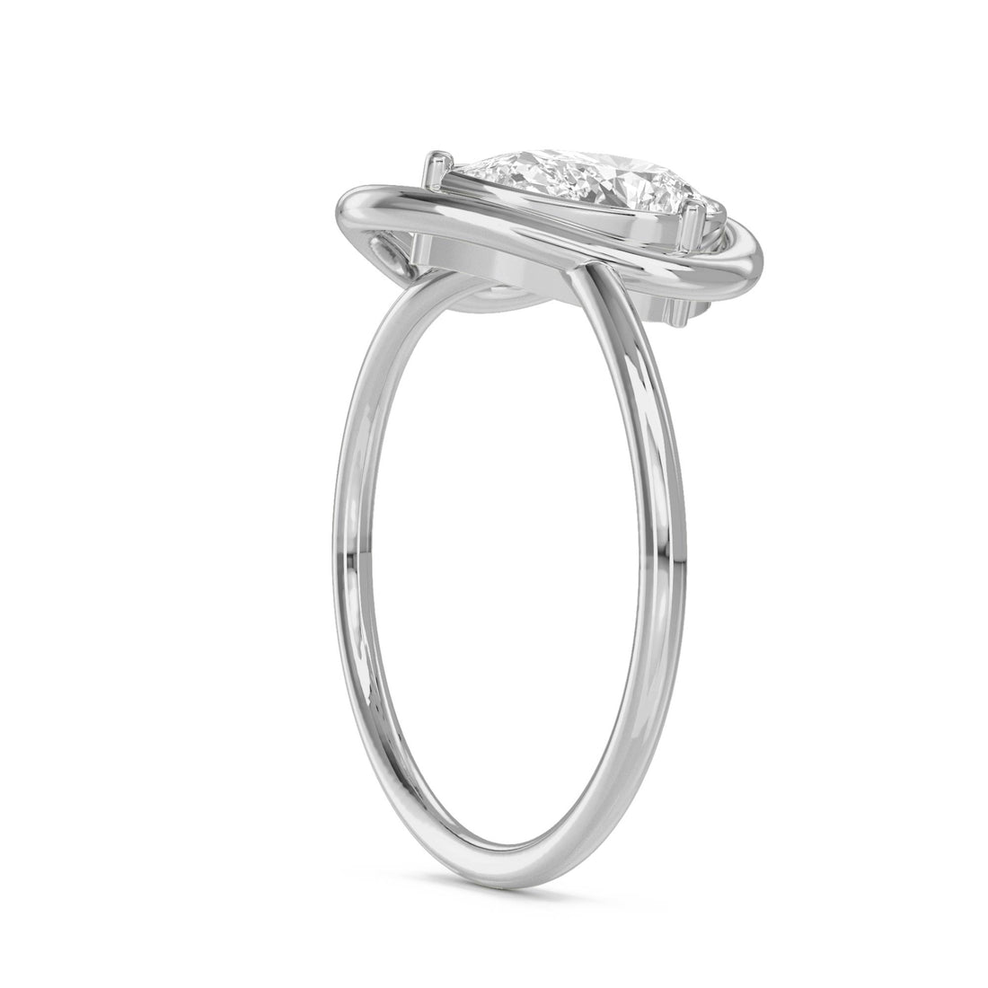 Heart Loop Pear Diamond Ring (Silver) - image 1