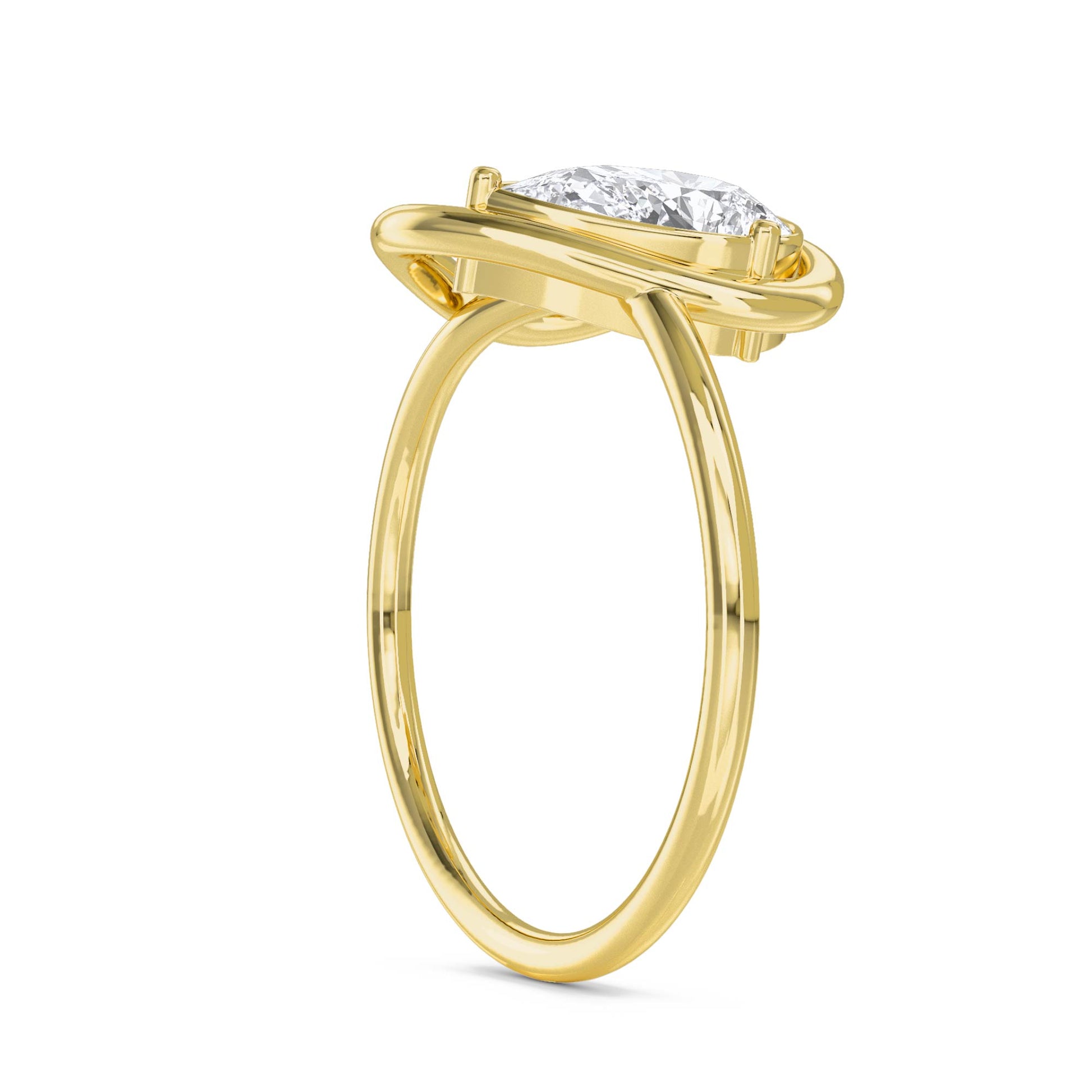 Pear Diamond Heart Loop Ring - Yellow Gold - Pose 2