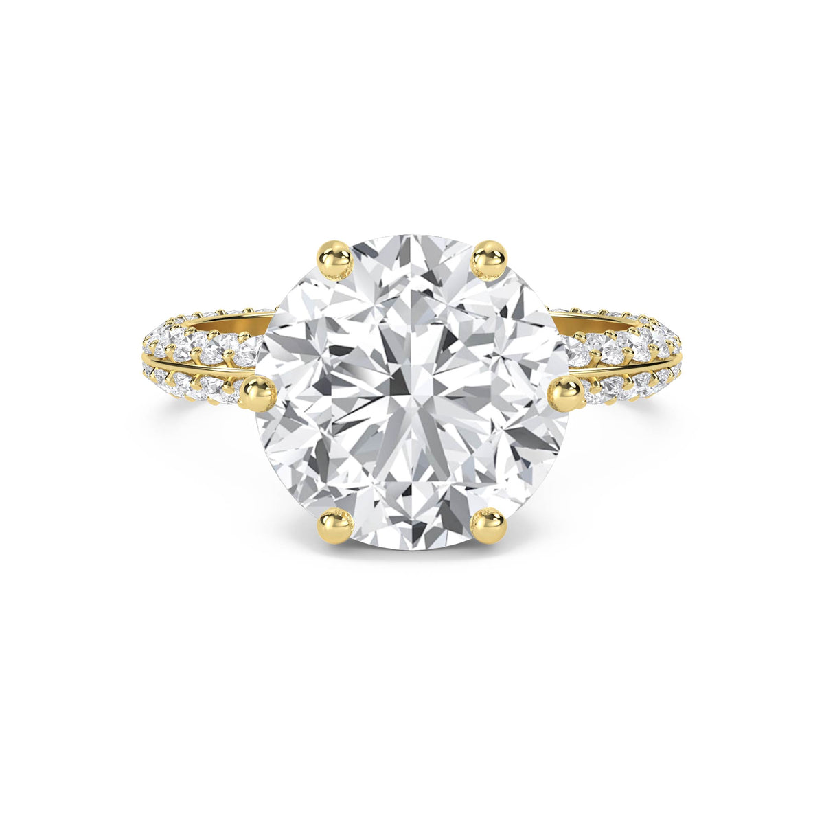 Round Lab Grown Diamond Solitaire Ring with Pavé Band - image 1