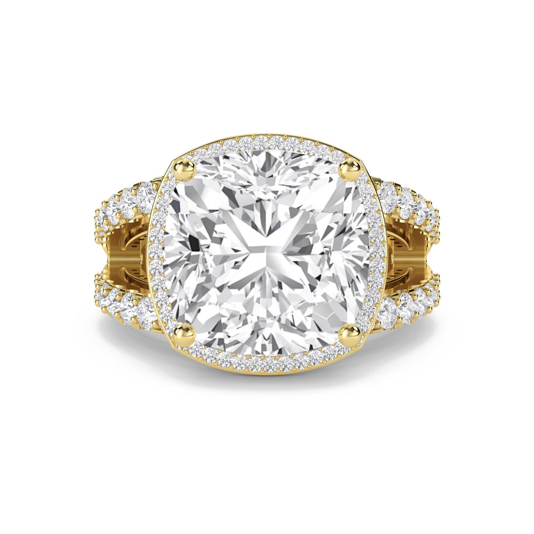 Cushion Cut Lab Grown Diamond Halo Ring with Double Pavé Shank - image 1