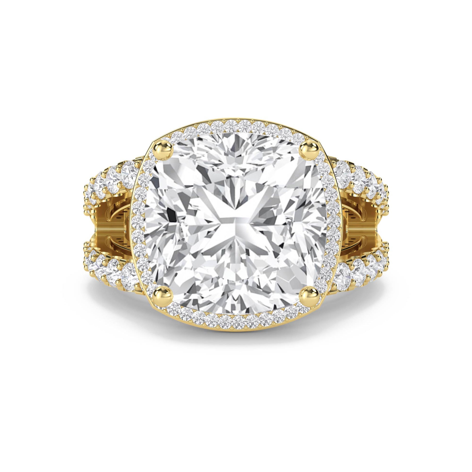 Cushion Cut Lab Grown Diamond Halo Ring with Double Pavé Shank - image 1