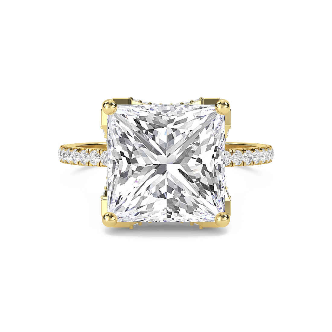 Princess Cut Lab Grown Diamond Solitaire Ring with Pavé Band - image 1