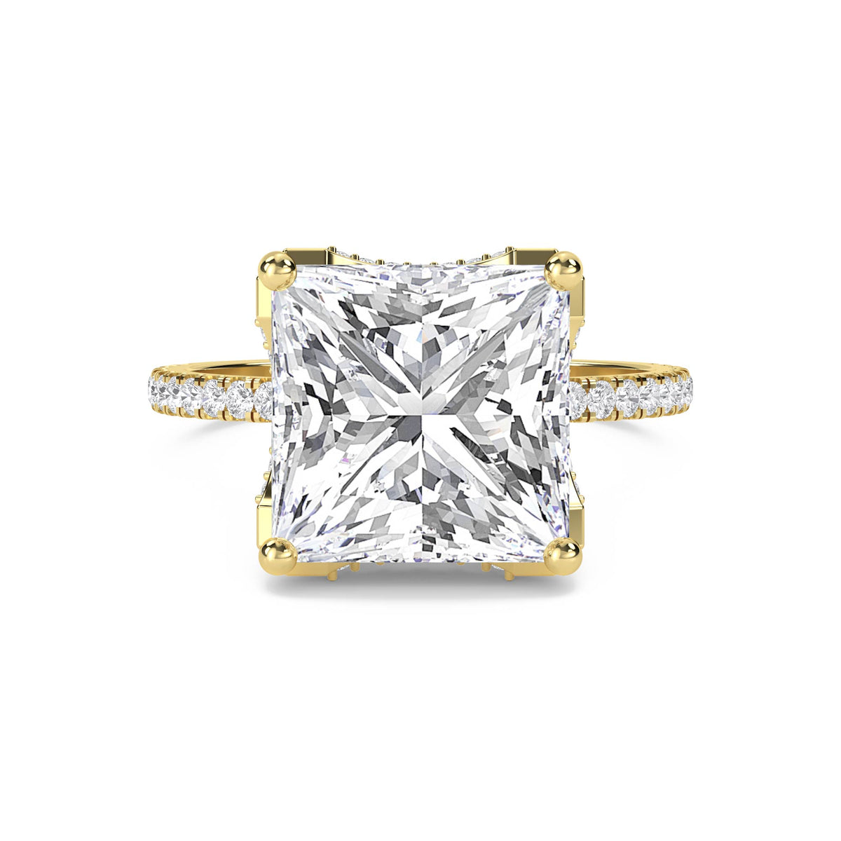 Princess Cut Lab Grown Diamond Solitaire Ring with Pavé Band - image 1