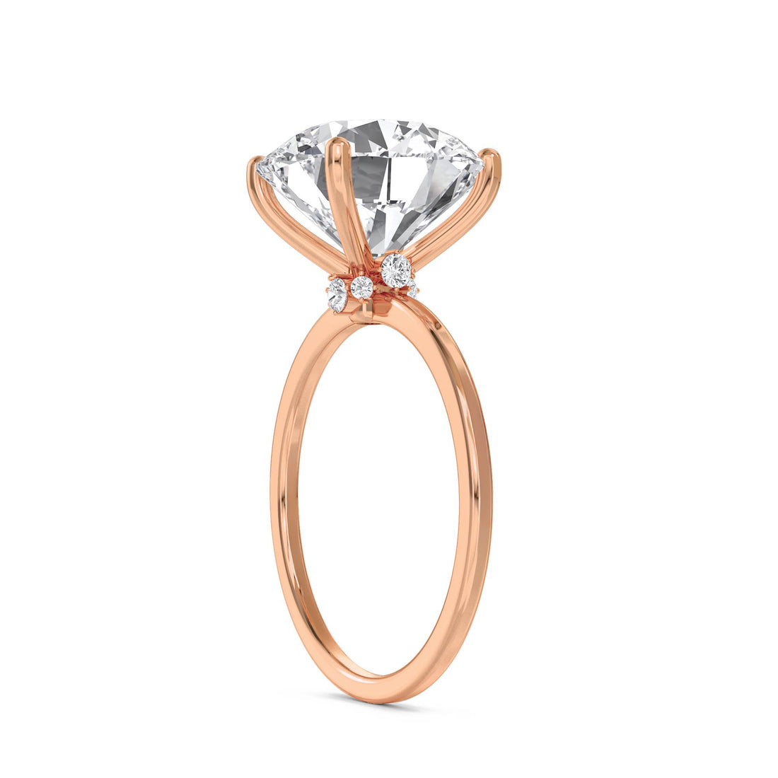 Round Lab Grown Diamond Solitaire Ring, Classic Band