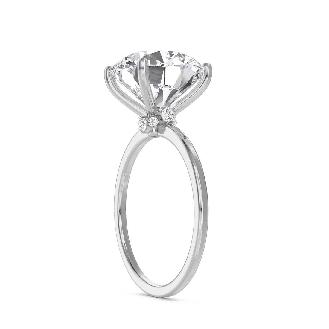 Round Lab Grown Diamond Solitaire Ring, Classic Band (Silver)
