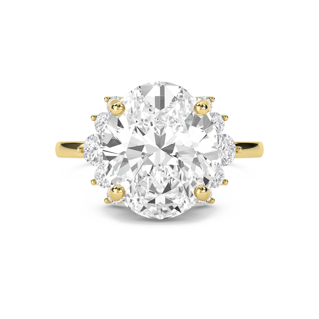 Oval Lab Grown Diamond Ring with Round Diamond Halo Cluster - image 1