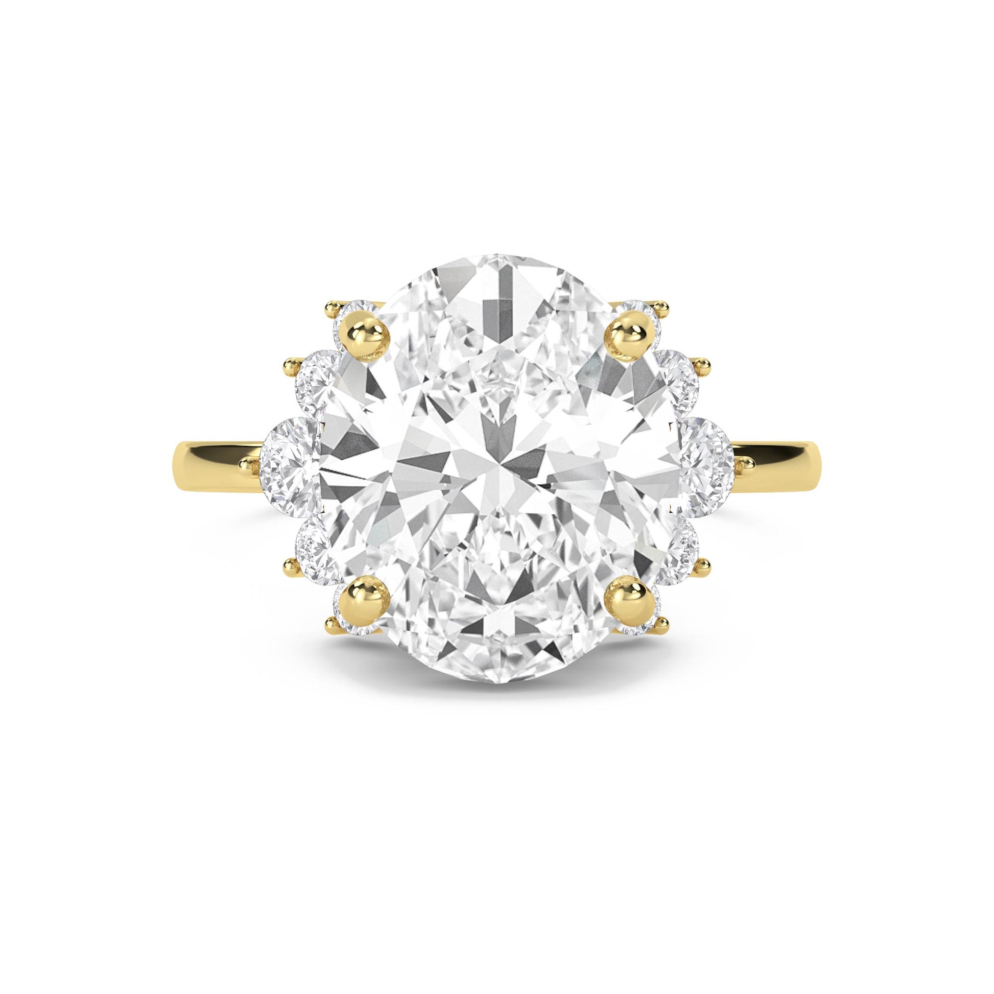 Oval Lab Grown Diamond Ring with Round Diamond Halo Cluster - image 1