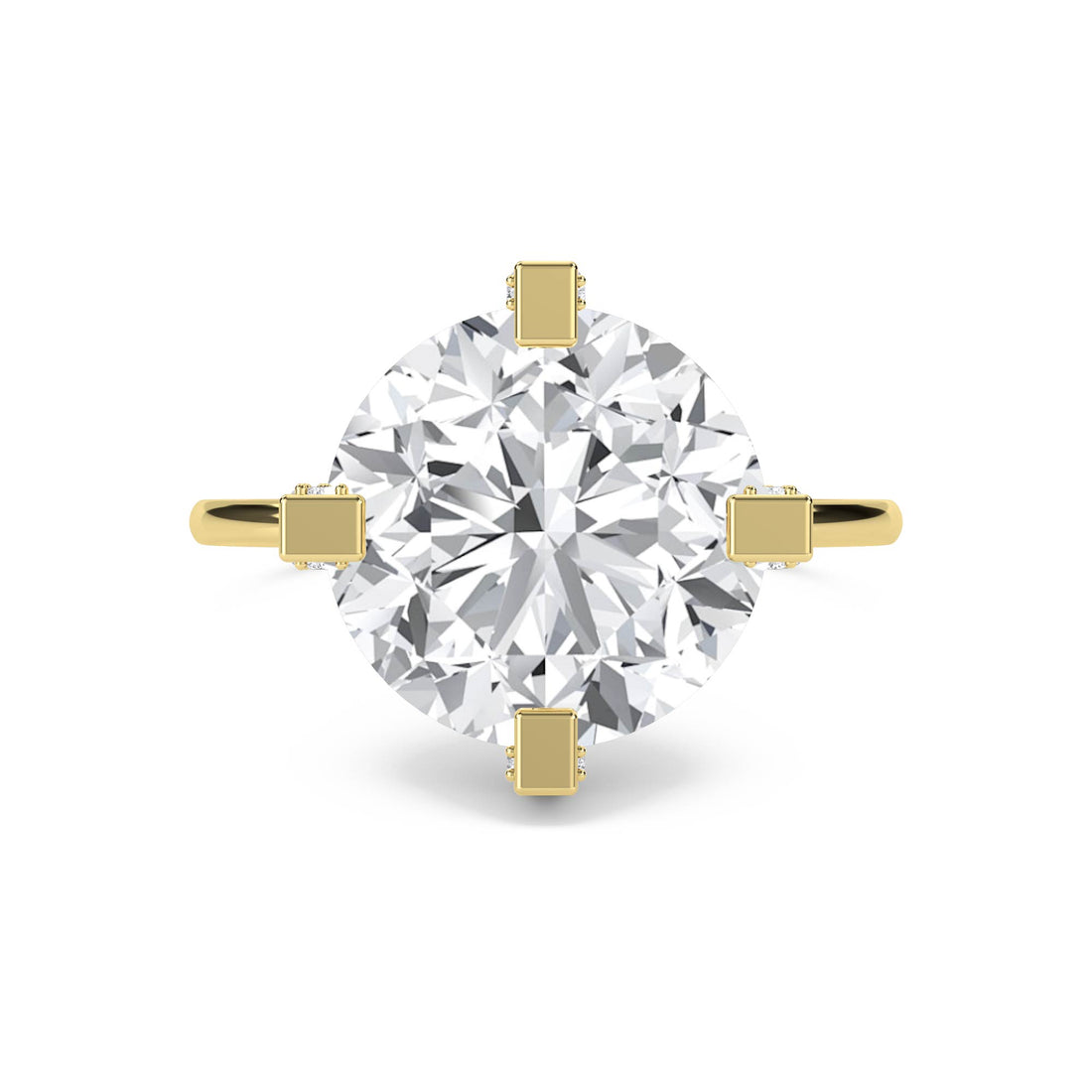 Round Lab Grown Diamond Ring with Baguette Accents - image 1