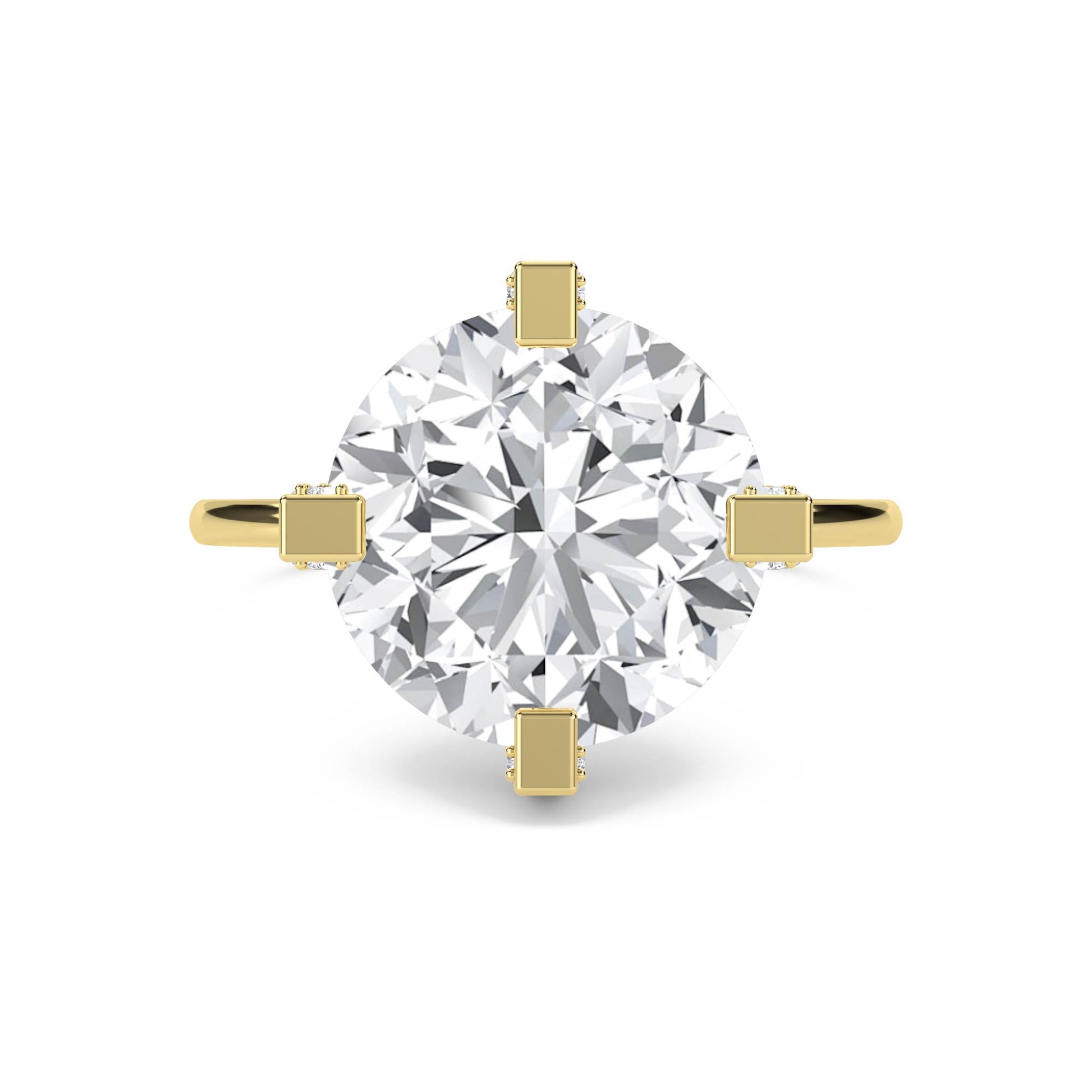 Round Lab Grown Diamond Ring with Baguette Accents - image 1