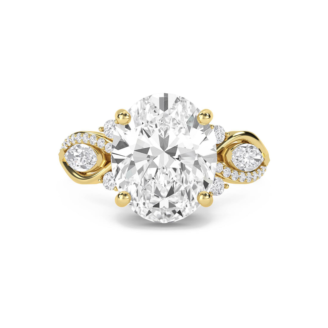 Oval Lab Grown Diamond Ring with Pear Bypass Accents - image 1