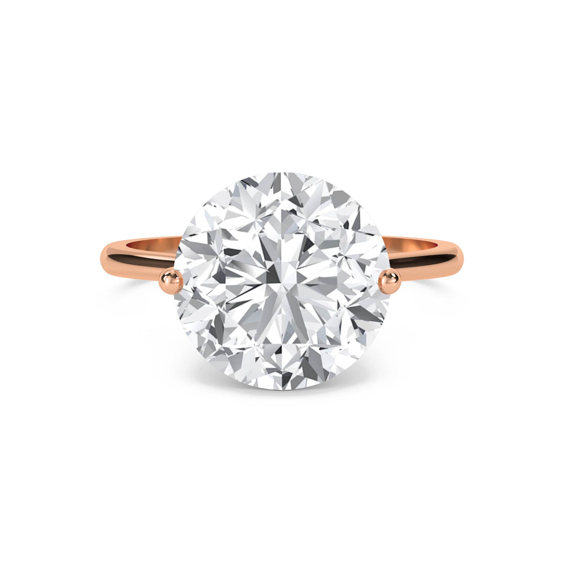 Round Lab Grown Diamond Solitaire Ring, Thin Polished Band