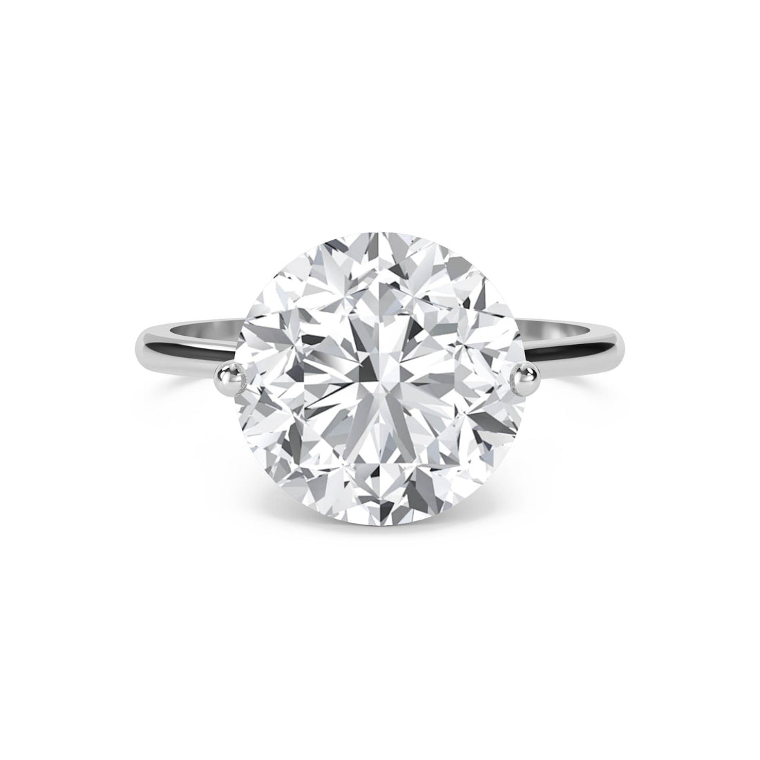 Round Lab Grown Diamond Solitaire Ring, Thin Polished Band