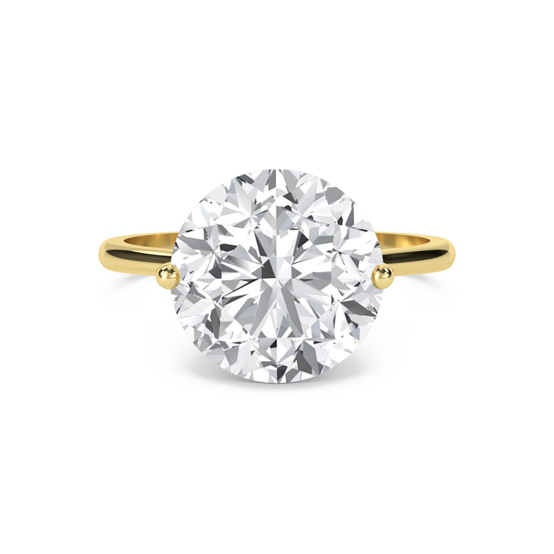 Round Lab Grown Diamond Solitaire Ring, Thin Polished Band - image 1
