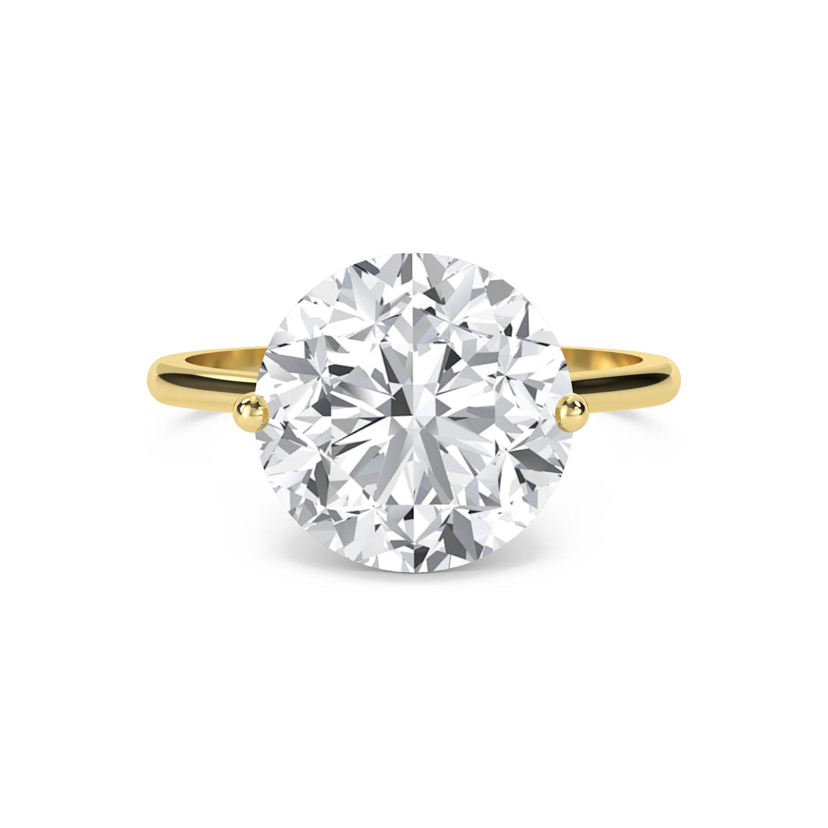 Round Lab Grown Diamond Solitaire Ring, Thin Polished Band - image 1