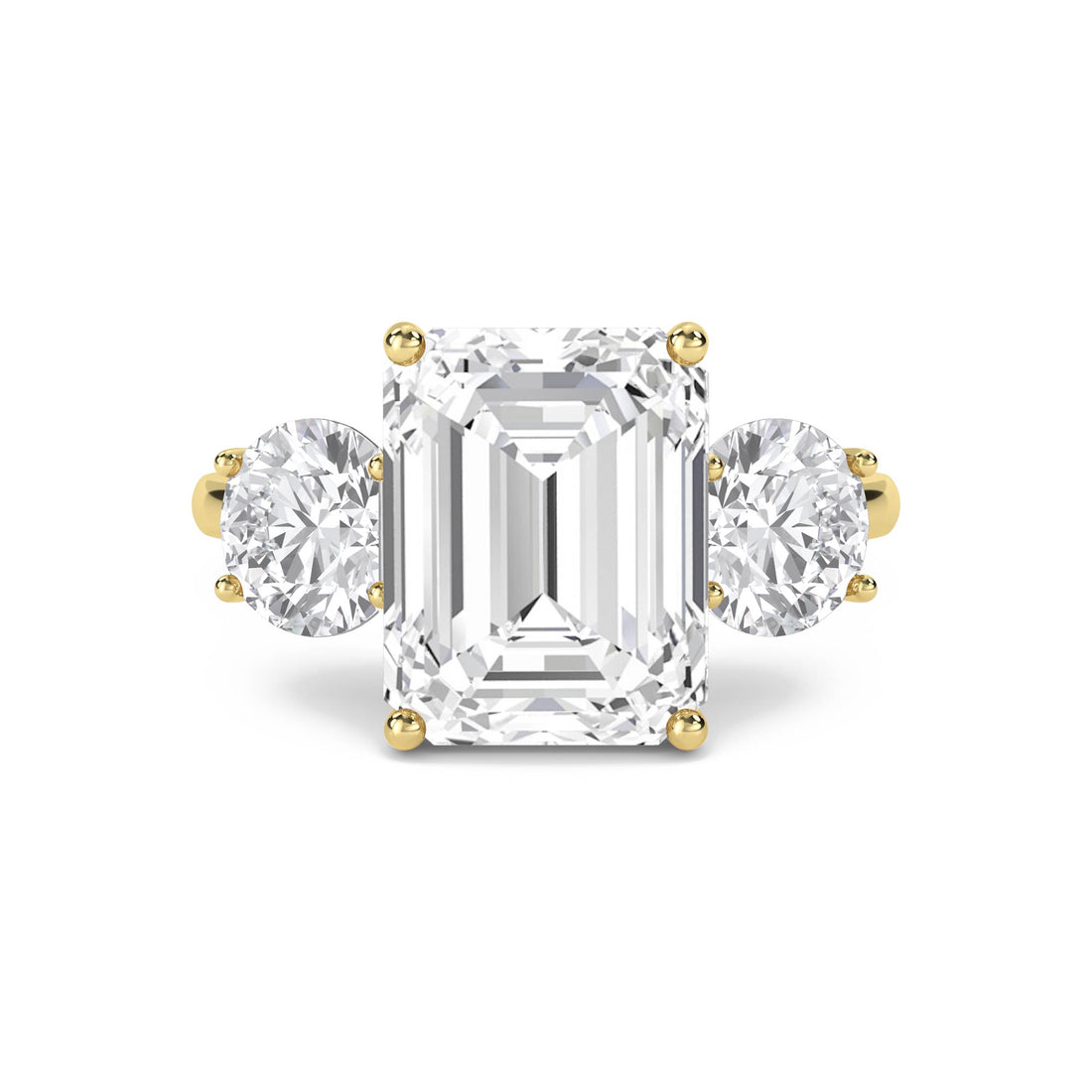 Emerald Cut Lab Grown Diamond Three Stone Ring - image 1
