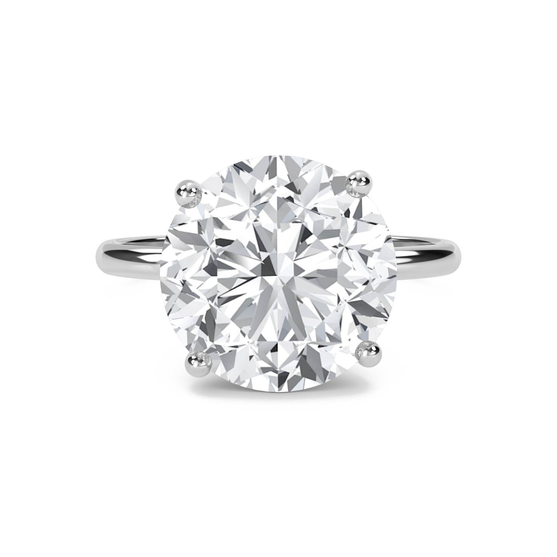 Round Lab Grown Diamond Solitaire Ring, Classic Four-Prong (Silver)