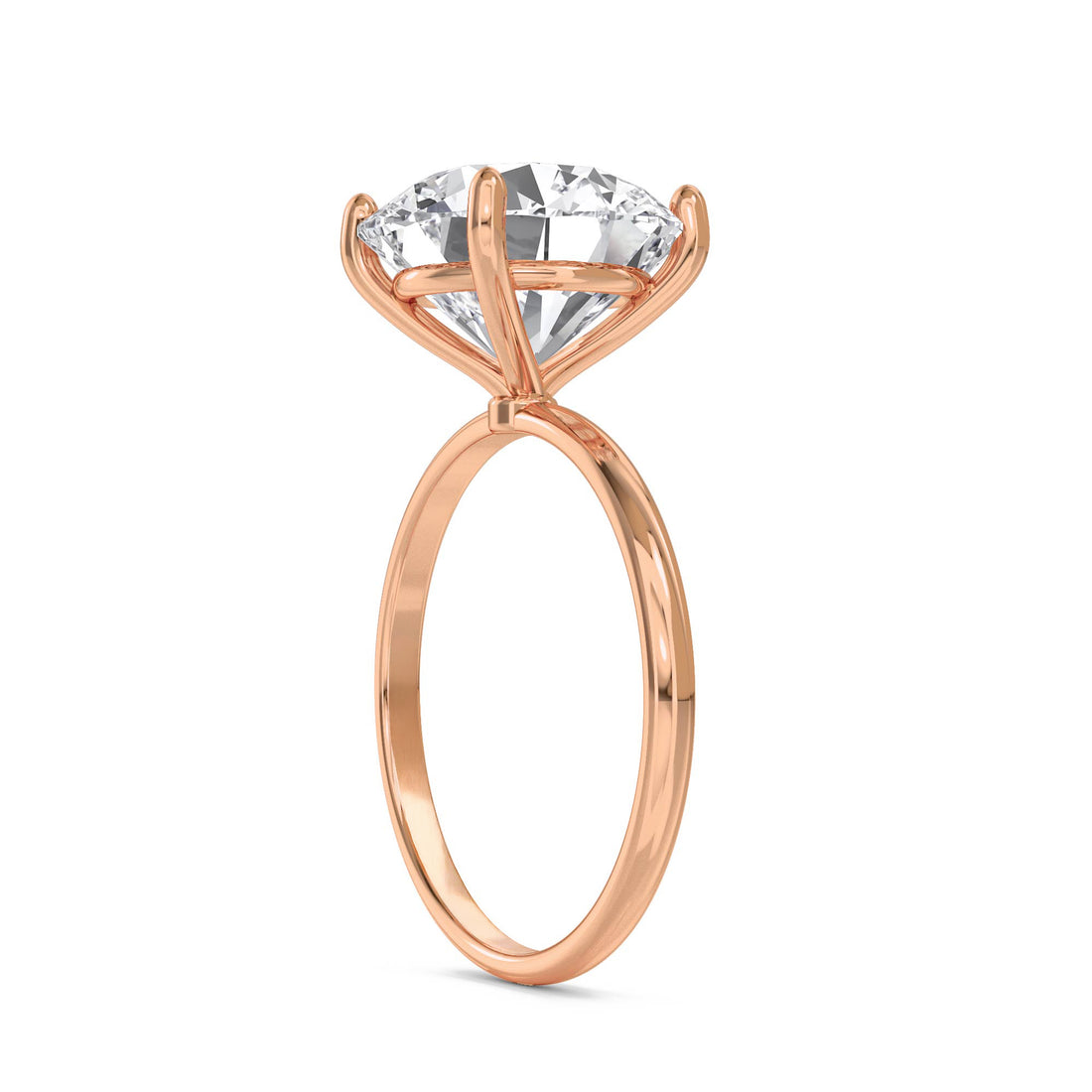 Round Lab Grown Diamond Solitaire Ring, Classic Four-Prong
