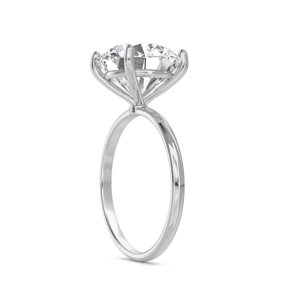Round Lab Grown Diamond Solitaire Ring, Classic Four-Prong (Silver)