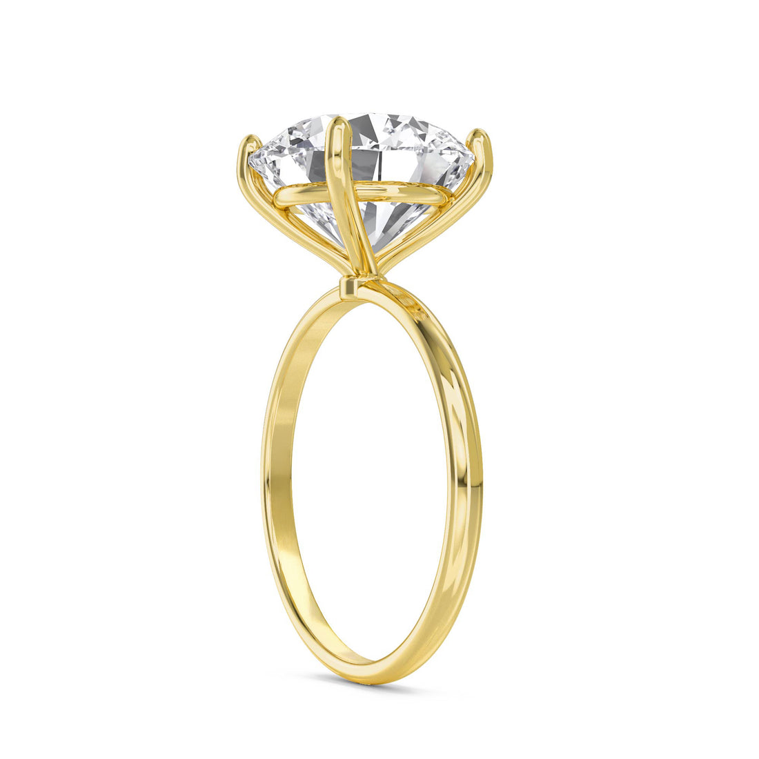 Round Lab Grown Diamond Solitaire Ring, Classic Four-Prong