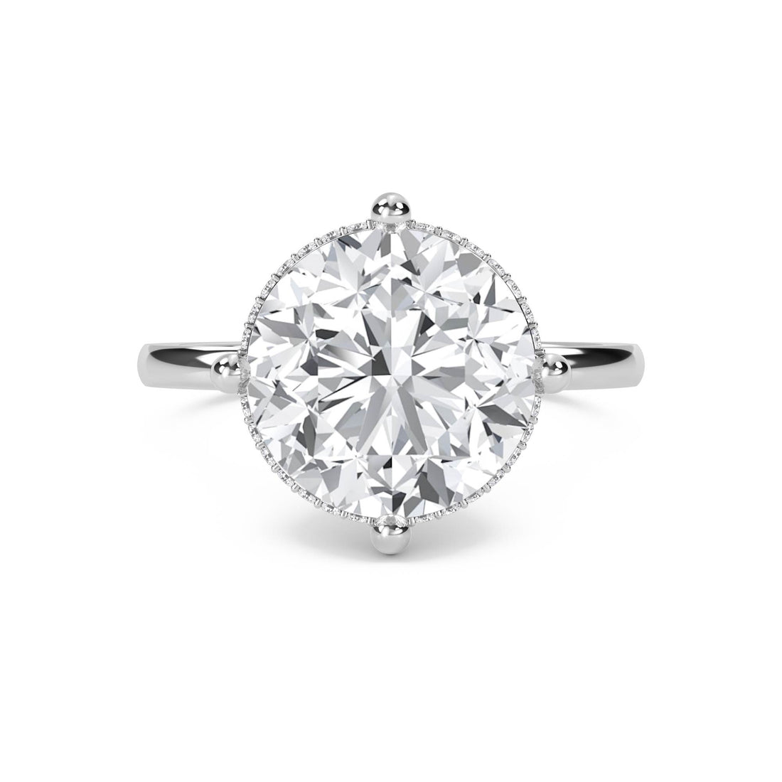 Round Lab Grown Diamond Ring with Hidden Halo (Silver)