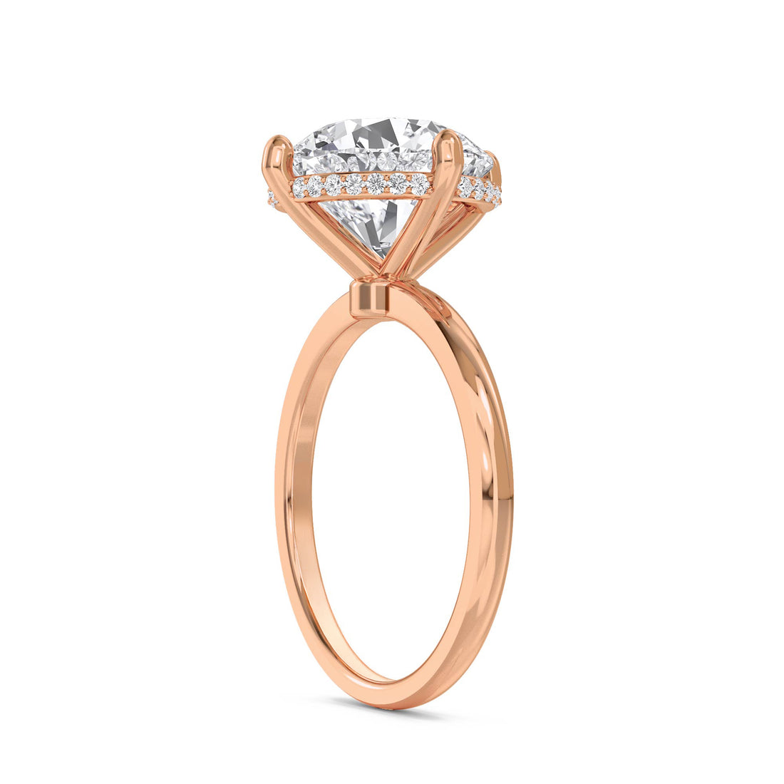 Round Lab Grown Diamond Ring with Hidden Halo
