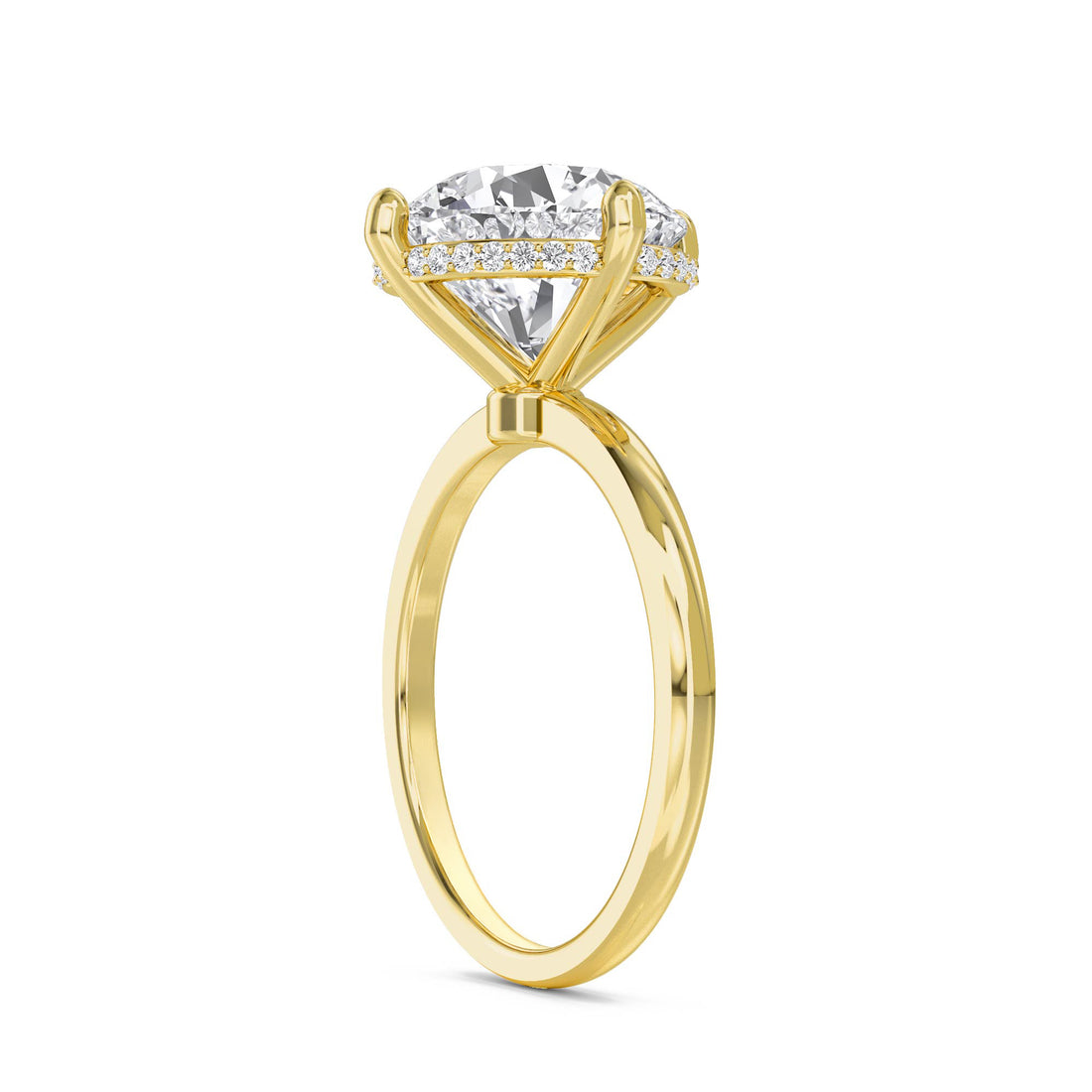 Round Lab Grown Diamond Ring with Hidden Halo