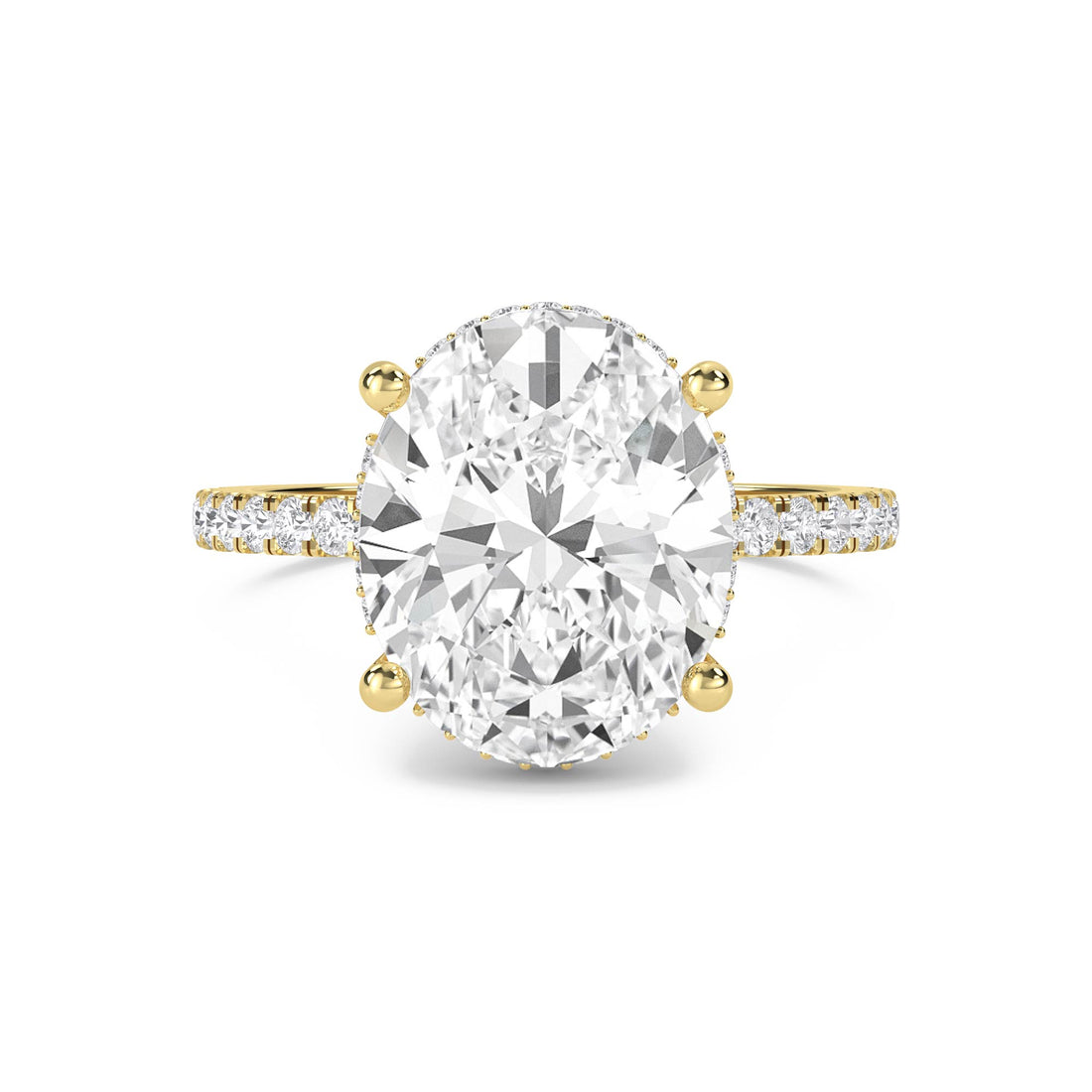 Oval Lab Grown Diamond Solitaire Ring with Pavé Shoulders - image 1