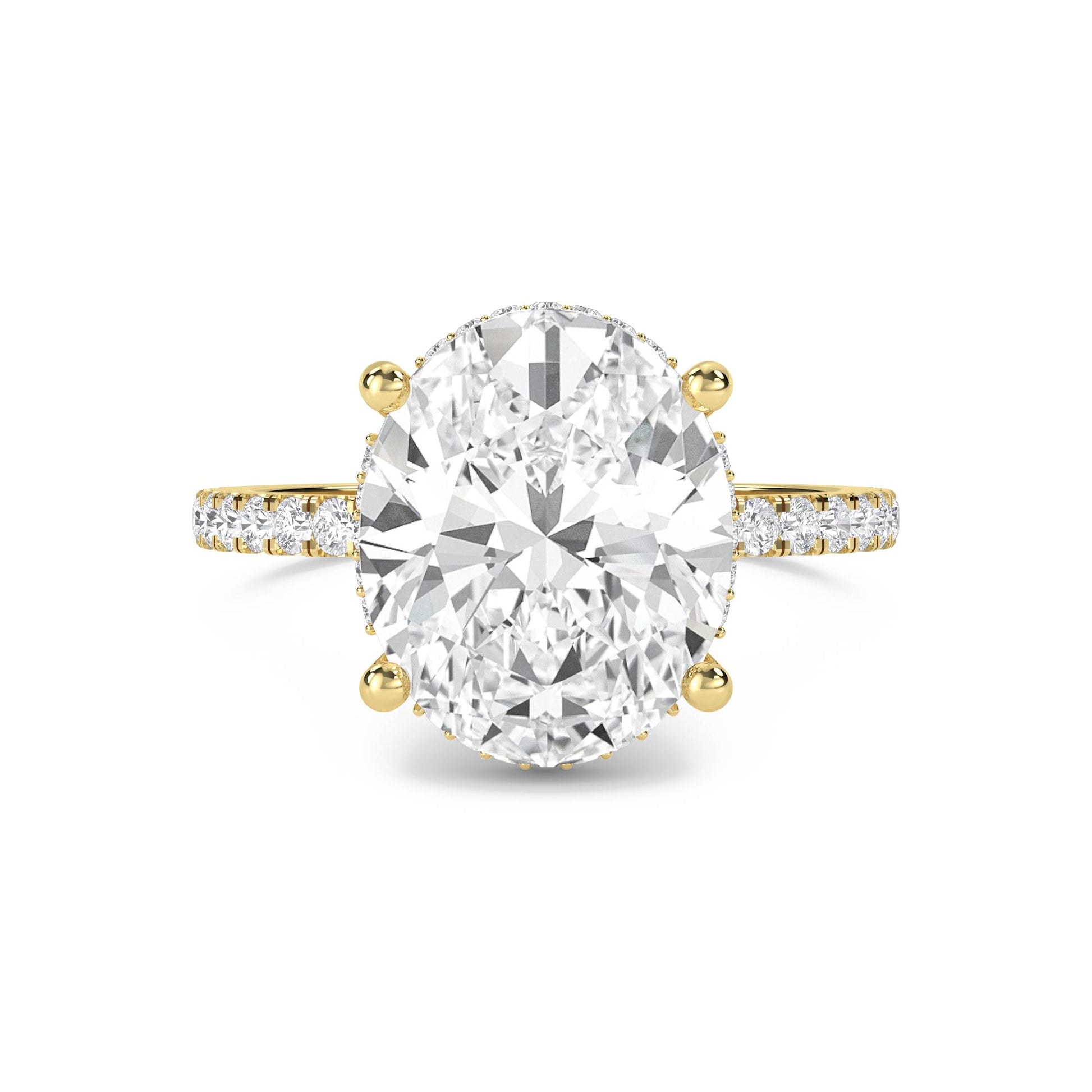 Oval Lab Grown Diamond Solitaire Ring with Pavé Shoulders - image 1