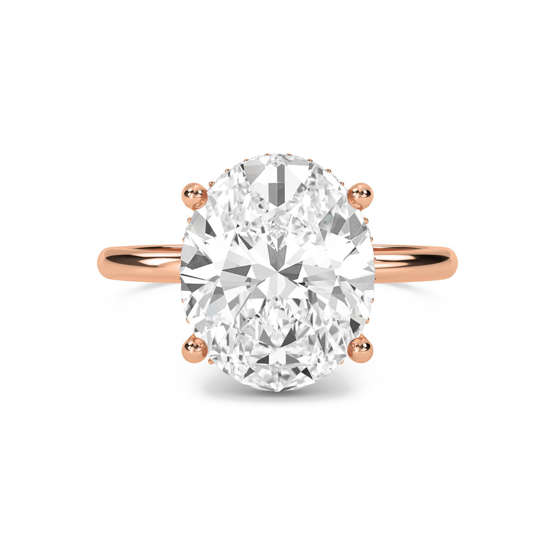 Oval Lab Grown Diamond Solitaire Ring, Classic Band
