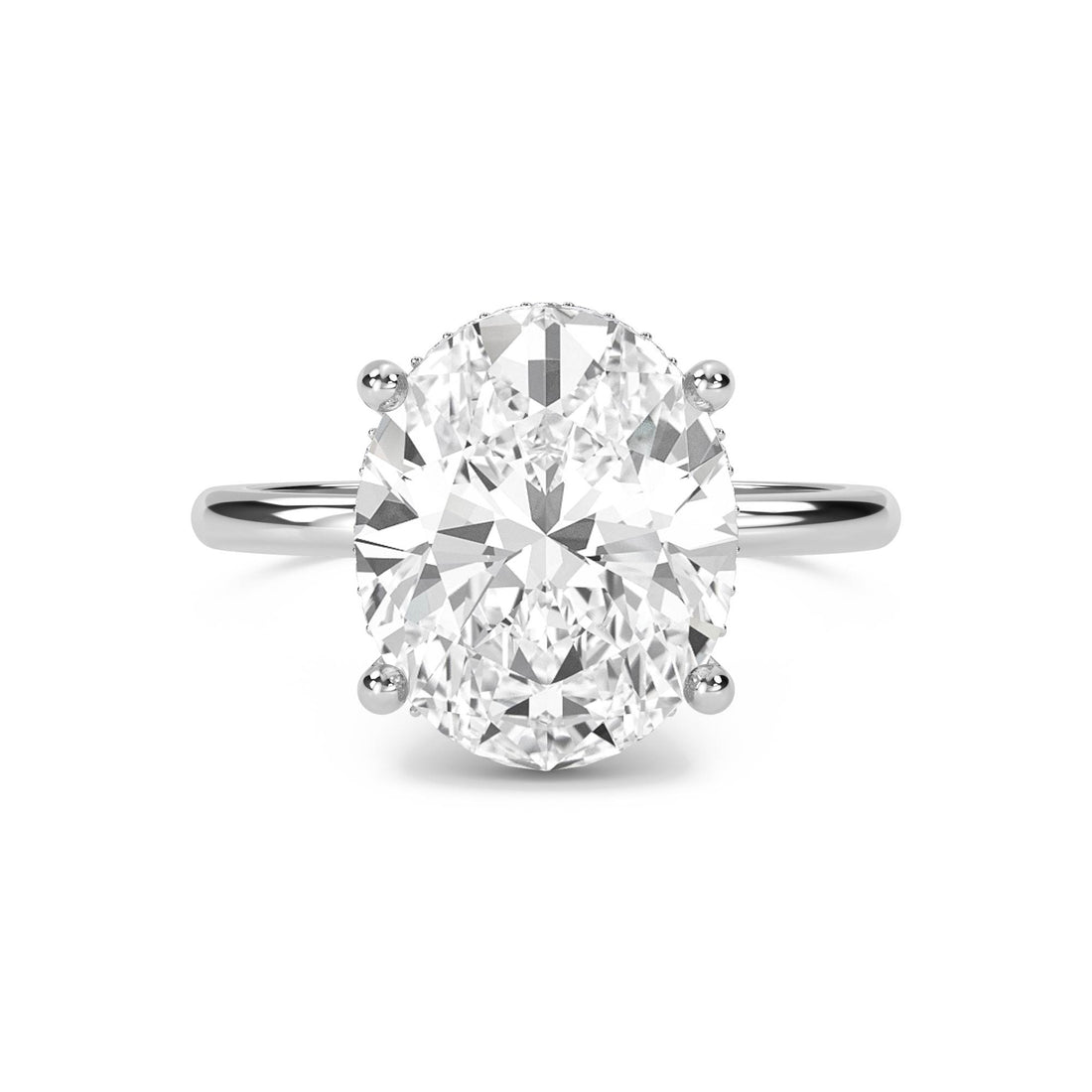 Oval Lab Grown Diamond Solitaire Ring, Classic Band