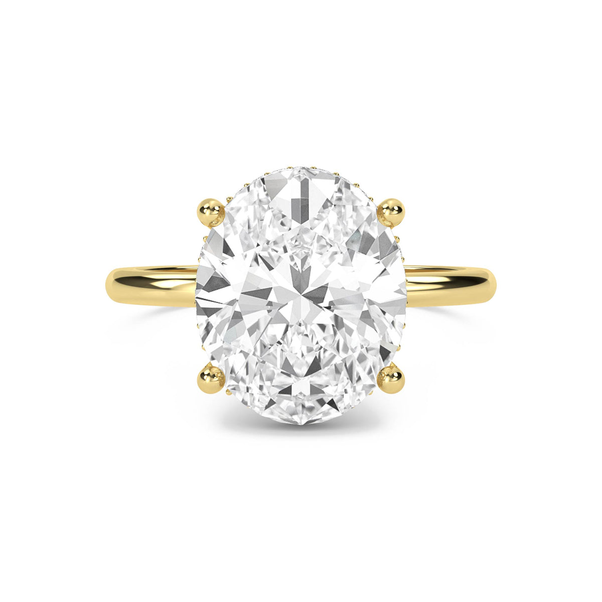 Oval Lab Grown Diamond Solitaire Ring, Classic Band - image 1
