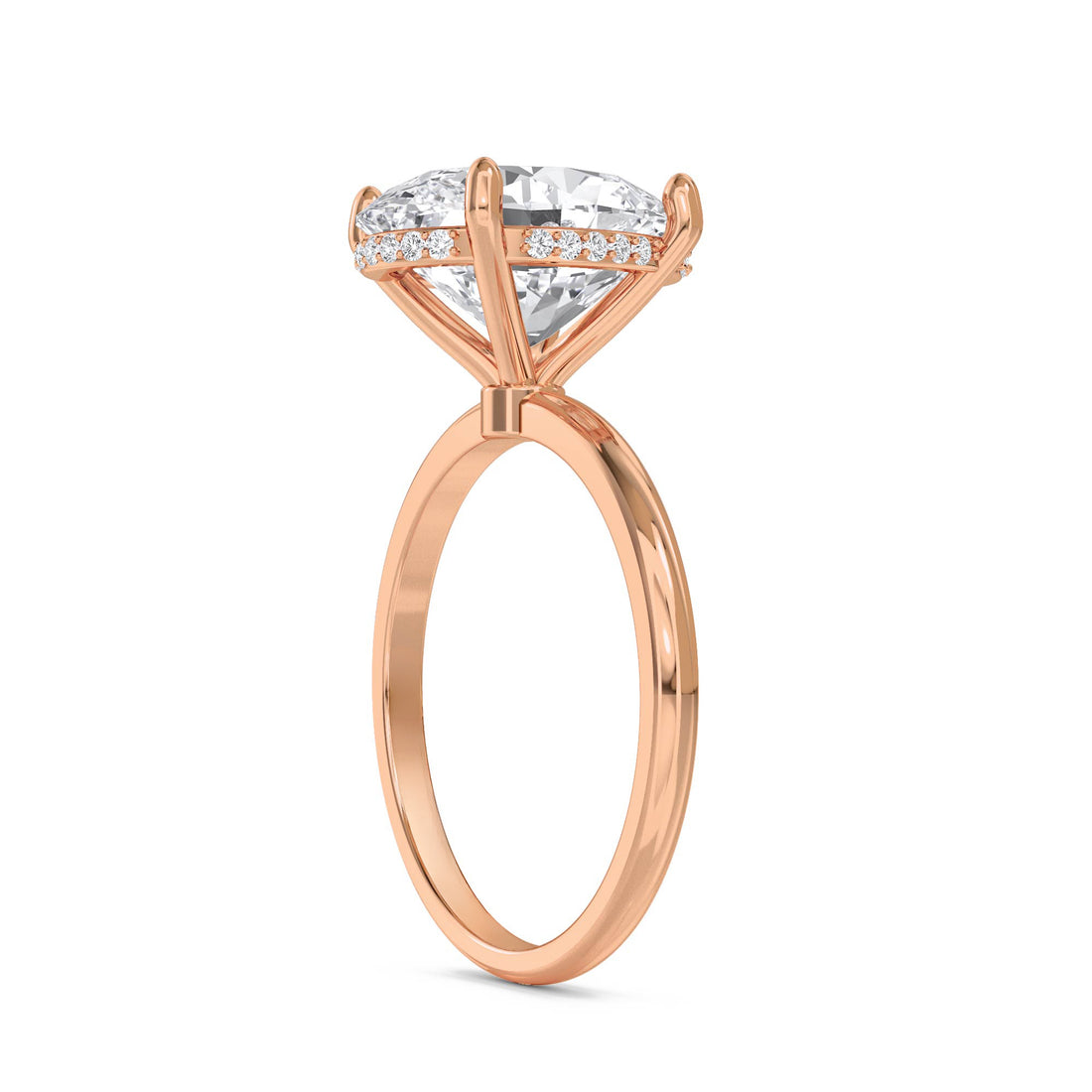 Oval Lab Grown Diamond Solitaire Ring, Classic Band