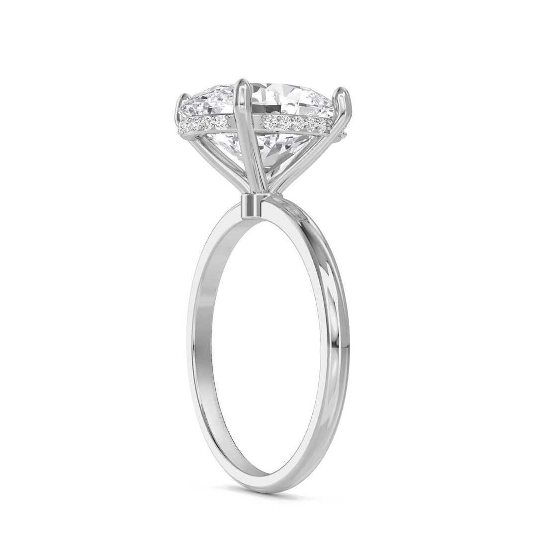 Oval Lab Grown Diamond Solitaire Ring, Classic Band (Silver)