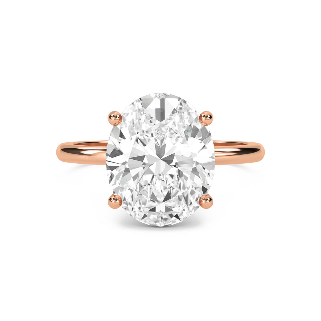 Oval Lab Grown Diamond Solitaire Ring, Thin Band