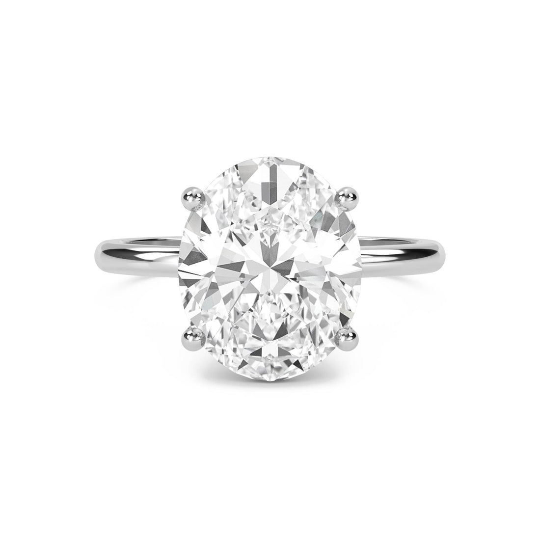 Oval Lab Grown Diamond Solitaire Ring, Thin Band