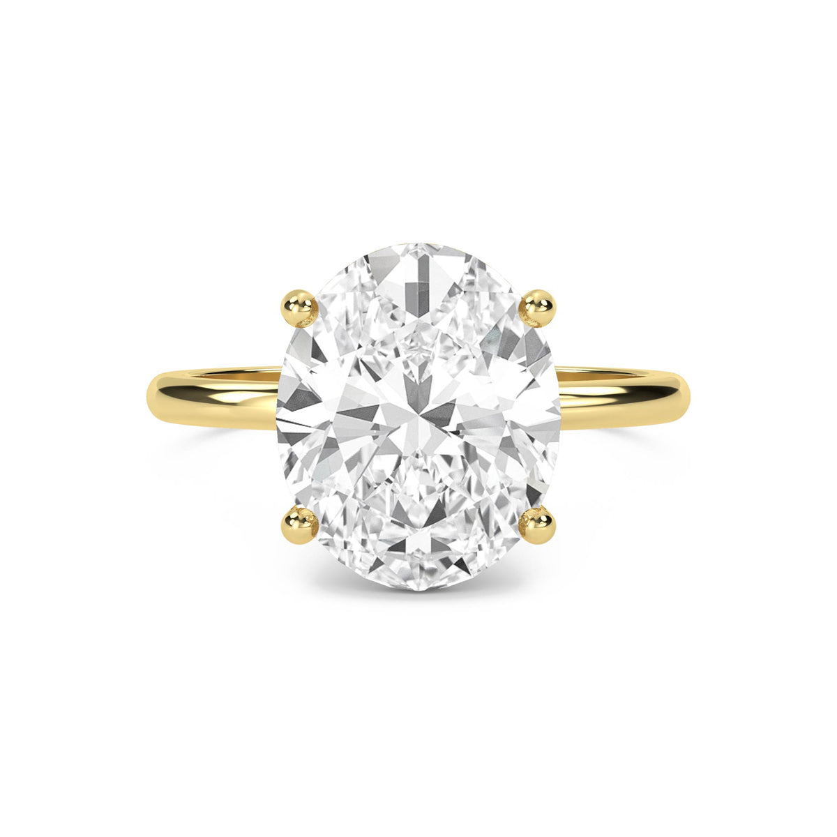 Oval Lab Grown Diamond Solitaire Ring, Thin Band - image 1
