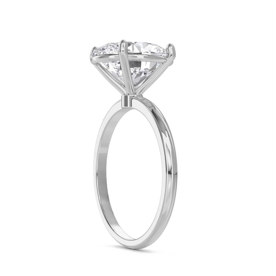 Oval Lab Grown Diamond Solitaire Ring, Thin Band (Silver)