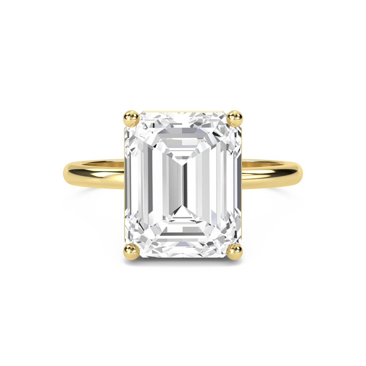 Emerald Cut Lab Grown Diamond Solitaire Ring, Classic Band - image 1