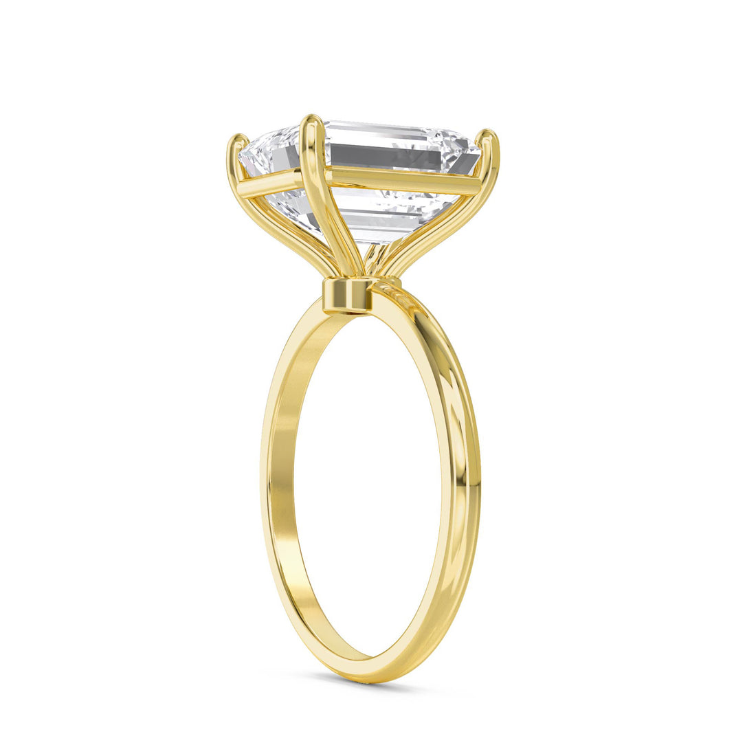 Emerald Cut Lab Grown Diamond Solitaire Ring, Classic Band