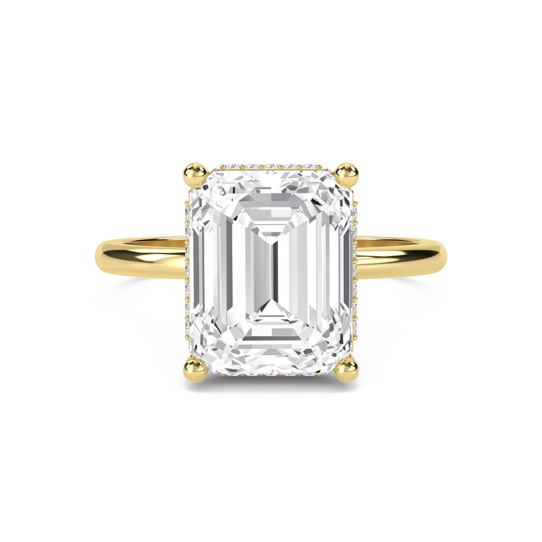 Emerald Cut Lab Grown Diamond Ring with Hidden Halo Pavé - image 1