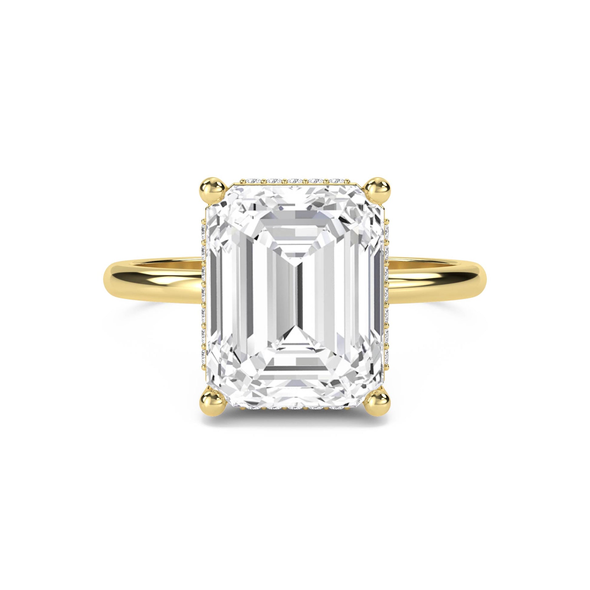 Emerald Cut Lab Grown Diamond Ring with Hidden Halo Pavé - image 1