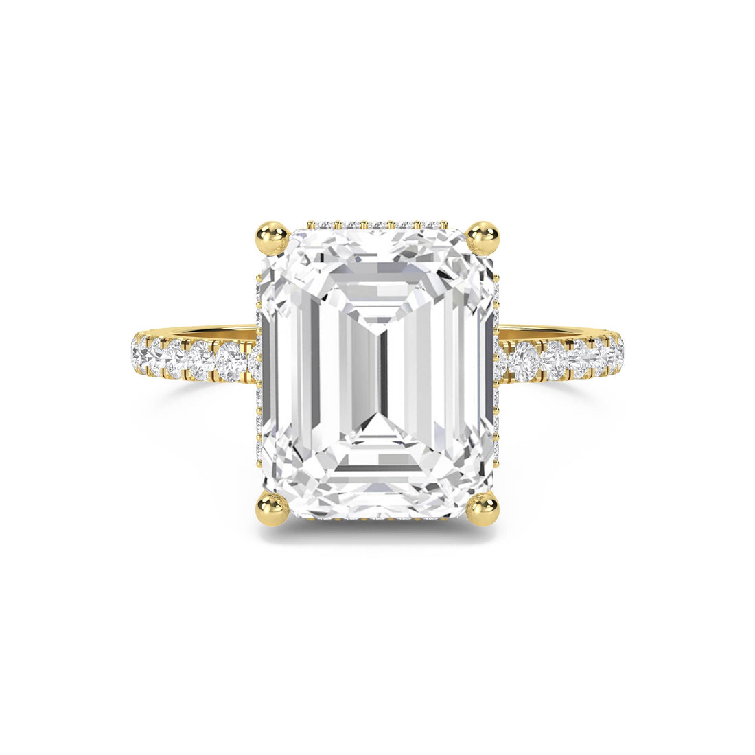 Emerald Cut Lab Grown Diamond Ring with Hidden Halo and Pavé Shoulders - image 1