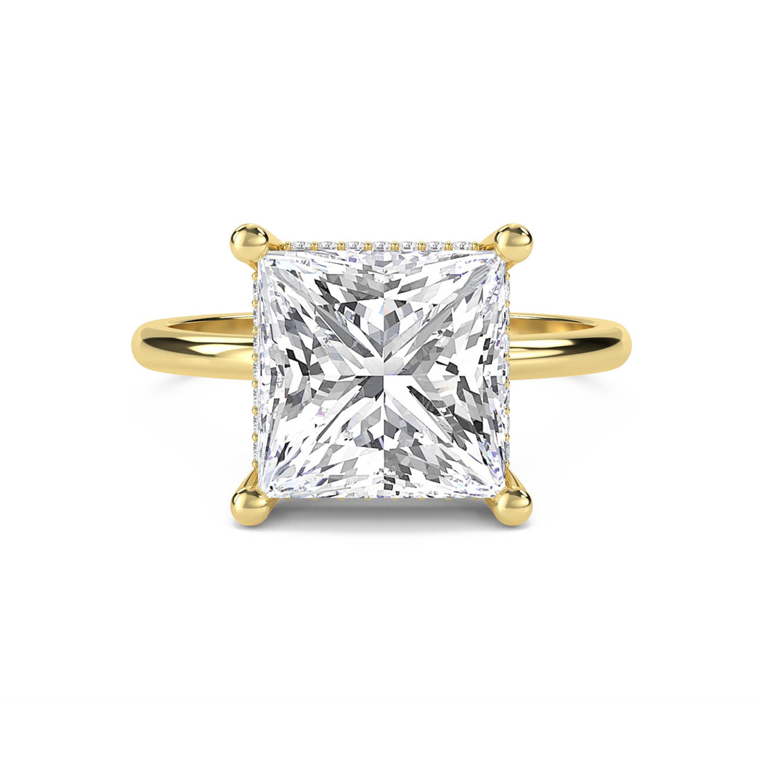 Princess Cut Lab Grown Diamond Solitaire Ring with Hidden Halo - image 1
