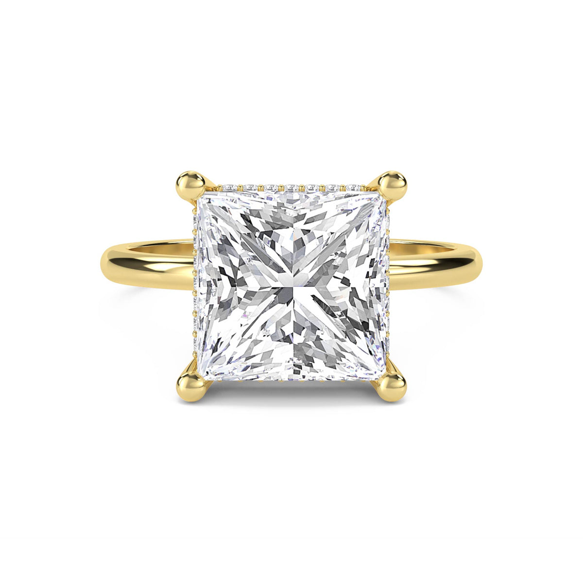 Princess Cut Lab Grown Diamond Solitaire Ring with Hidden Halo - image 1