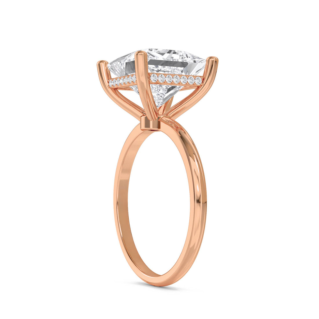Princess Cut Lab Grown Diamond Solitaire Ring with Hidden Halo