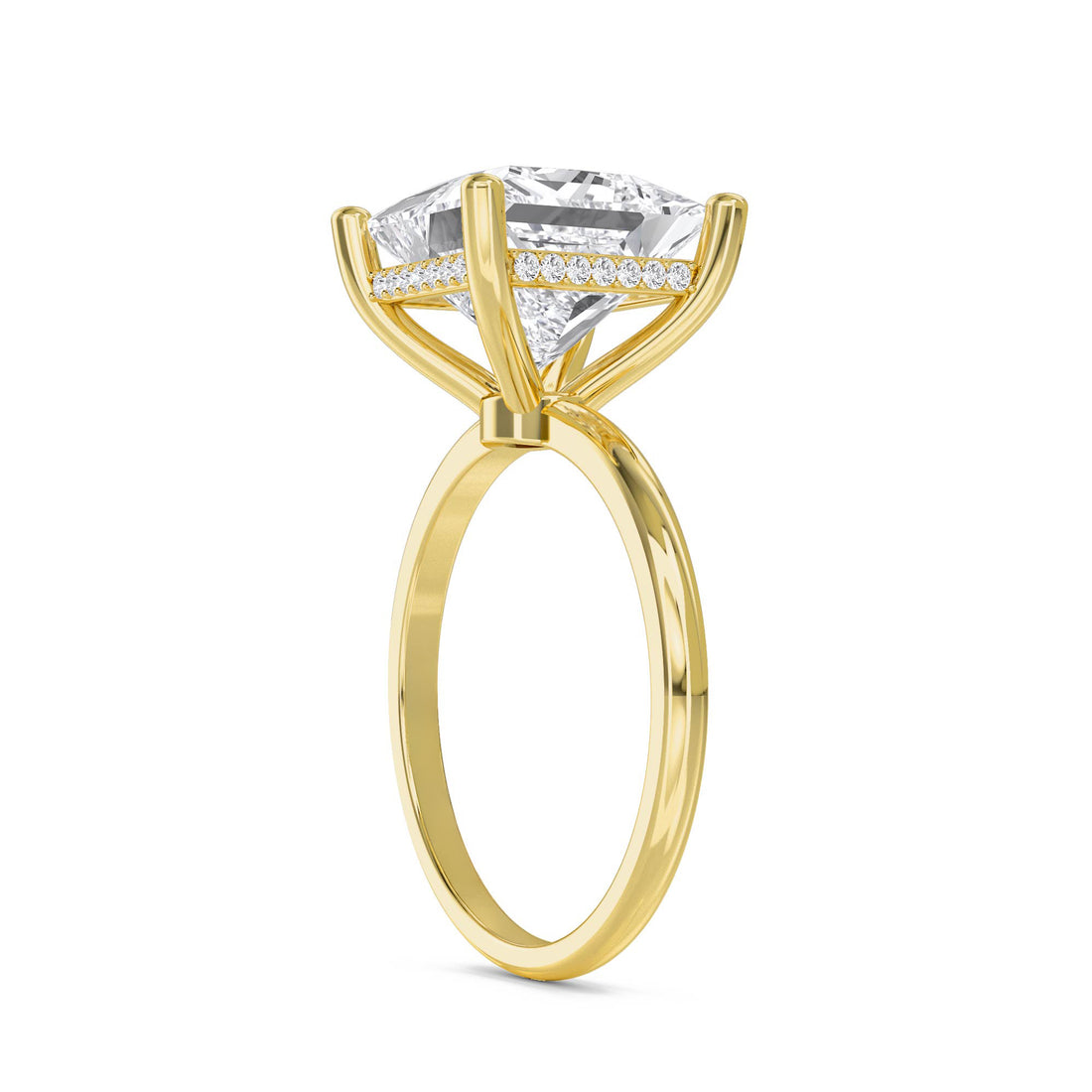 Princess Cut Lab Grown Diamond Solitaire Ring with Hidden Halo