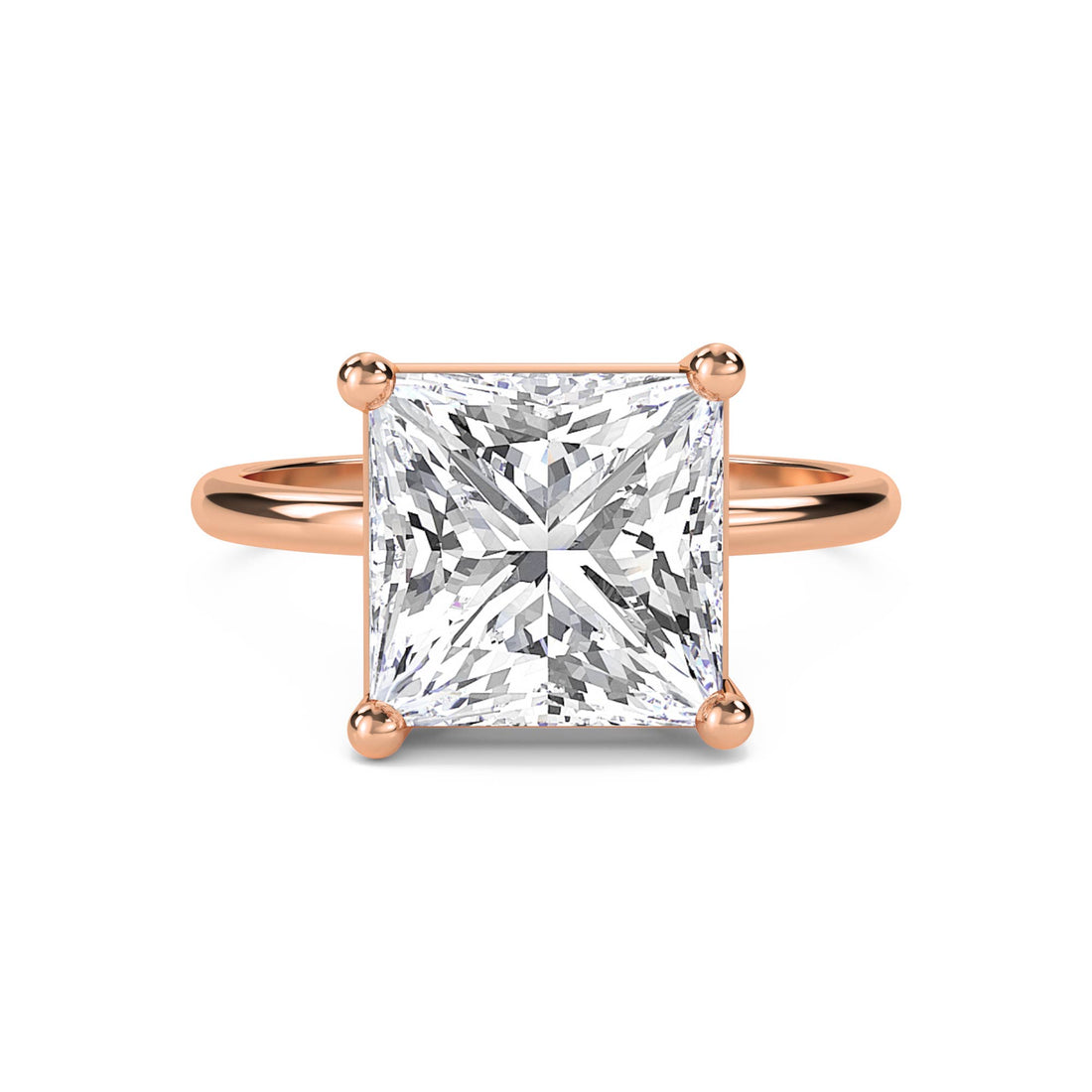 Princess Cut Lab Grown Diamond Solitaire Ring, Classic Band