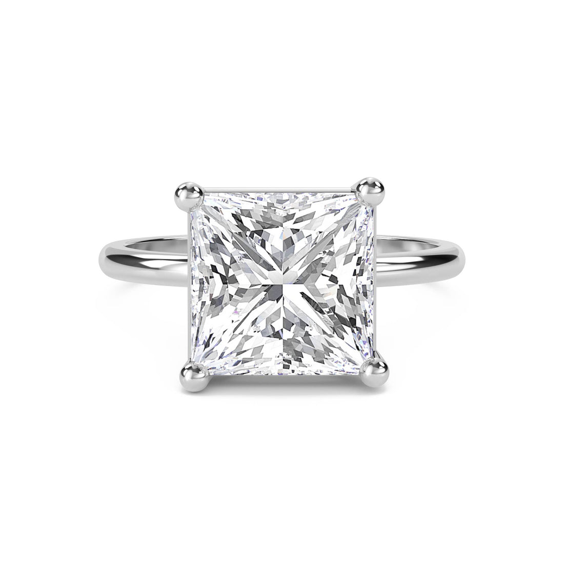Princess Cut Lab Grown Diamond Solitaire Ring, Classic Band