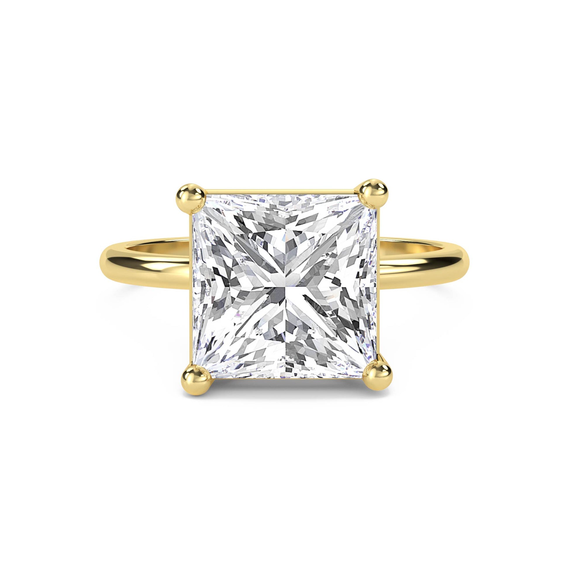 Princess Cut Lab Grown Diamond Solitaire Ring, Classic Band - image 1