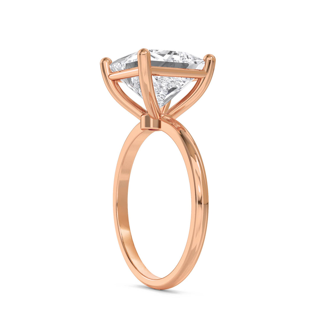Princess Cut Lab Grown Diamond Solitaire Ring, Classic Band